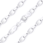 4.5mm Romy Link Oval Cable Italian Chain Bracelet in Solid .925 Italy Sterling Silver - CLB-ROMY1-4.5MM-SLP