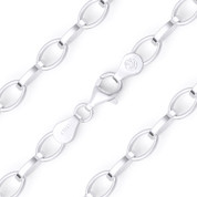5.6mm Romy Link Oval Cable Italian Chain Bracelet in Solid .925 Italy Sterling Silver - CLB-ROMY1-5.6MM-SLP