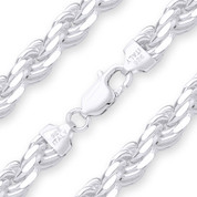7.5mm Twist-Rope Diamond-Cut Link Italian Chain Bracelet in Solid .925 Sterling Silver - CLB-ROPE1-170-SLP