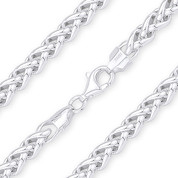 6mm Classic Wheat Link Italian Spiga Chain Bracelet in .925 Sterling Silver - CLB-WHEAT4-180-SLP