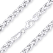 6mm Classic Wheat Link Italian Spiga Chain Bracelet in .925 Sterling Silver - CLB-WHEAT4-180-SLP