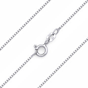 0.7mm Classic Box Link Italian Chain Necklace in .925 Sterling Silver w/ Rhodium - CLN-BOX1-010-SLW