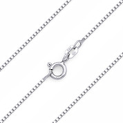 0.8mm Classic Box Link Italian Chain Necklace in .925 Sterling Silver w/ Rhodium - CLN-BOX1-015-SLW