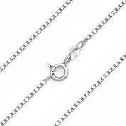 1mm Classic Box Link Italian Chain Necklace in .925 Sterling Silver w/ Rhodium - CLN-BOX1-019-SLW