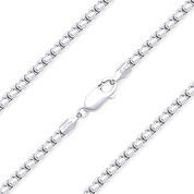 1.5mm Rounded Mirror-Box Link Italian Chain Necklace in .925 Sterling Silver w/ Rhodium - CLN-BOX4-028-SLW