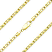 1.5mm Rounded Mirror-Box Link Italian Chain Necklace in .925 Sterling Silver w/ 14k Yellow Gold - CLN-BOX4-028-SLY