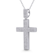 Latin Cross Cubic Zirconia Crystal Pave 39x20mm (1.5x0.8in) Christian Pendant in .925 Sterling Silver w/ Rhodium - GN-CP029-DiaCZ-SLW