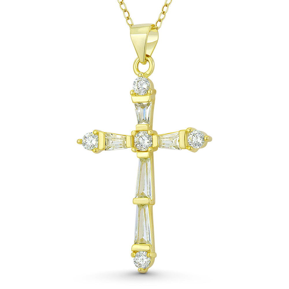 Passion Cross Cubic Zirconia Crystal Pave 43x23mm (1.7x0.9in