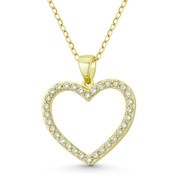 Heart CZ Crystal Pave Pendant in .925 Sterling Silver w/ 14k Yellow Gold - GN-HP032-DiaCZ-SLY