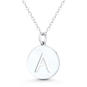 Initial Letter "A" Cutout 20x15mm (0.8in x 0.6in) Round Disc Pendant in .925 Sterling Silver - GN-IP003-A-SLP