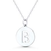 Initial Letter "B" Cutout 20x15mm (0.8in x 0.6in) Round Disc Pendant in .925 Sterling Silver - GN-IP003-B-SLP