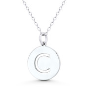 Initial Letter "C" Cutout 20x15mm (0.8in x 0.6in) Round Disc Pendant in .925 Sterling Silver - GN-IP003-C-SLP