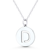 Initial Letter "D" Cutout 20x15mm (0.8in x 0.6in) Round Disc Pendant in .925 Sterling Silver - GN-IP003-D-SLP