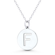 Initial Letter "F" Cutout 20x15mm (0.8in x 0.6in) Round Disc Pendant in .925 Sterling Silver - GN-IP003-F-SLP