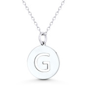 Initial Letter "G" Cutout 20x15mm (0.8in x 0.6in) Round Disc Pendant in .925 Sterling Silver - GN-IP003-G-SLP