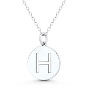Initial Letter "H" Cutout 20x15mm (0.8in x 0.6in) Round Disc Pendant in .925 Sterling Silver - GN-IP003-H-SLP