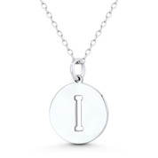 Initial Letter "I" Cutout 20x15mm (0.8in x 0.6in) Round Disc Pendant in .925 Sterling Silver - GN-IP003-I-SLP