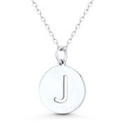 Initial Letter "J" Cutout 20x15mm (0.8in x 0.6in) Round Disc Pendant in .925 Sterling Silver - GN-IP003-J-SLP