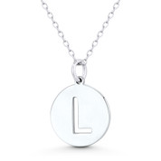 Initial Letter "L" Cutout 20x15mm (0.8in x 0.6in) Round Disc Pendant in .925 Sterling Silver - GN-IP003-L-SLP