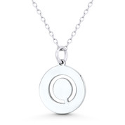 Initial Letter "O" Cutout 20x15mm (0.8in x 0.6in) Round Disc Pendant in .925 Sterling Silver - GN-IP003-O-SLP