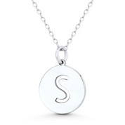 Initial Letter "S" Cutout 20x15mm (0.8in x 0.6in) Round Disc Pendant in .925 Sterling Silver - GN-IP003-S-SLP