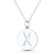 Initial Letter "X" Cutout 20x15mm (0.8in x 0.6in) Round Disc Pendant in .925 Sterling Silver - GN-IP003-X-SLP