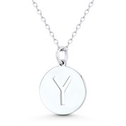 Initial Letter "Y" Cutout 20x15mm (0.8in x 0.6in) Round Disc Pendant in .925 Sterling Silver - GN-IP003-Y-SLP