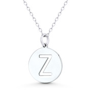 Initial Letter "Z" Cutout 20x15mm (0.8in x 0.6in) Round Disc Pendant in .925 Sterling Silver - GN-IP003-Z-SLP