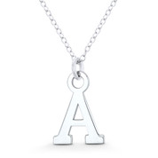 Initial Letter "A" 20x13mm (0.8in x 0.5in) Charm Pendant in .925 Sterling Silver - GN-IP005-A-SLP