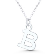 Initial Letter "B" 20x12mm (0.8in x 0.5in) Charm Pendant in .925 Sterling Silver - GN-IP005-B-SLP