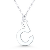 Initial Letter "C" 22x12mm (0.9in x 0.5in) Charm Pendant in .925 Sterling Silver - GN-IP005-C-SLP
