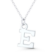 Initial Letter "E" 22x12mm (0.9in x 0.5in) Charm Pendant in .925 Sterling Silver - GN-IP005-E-SLP