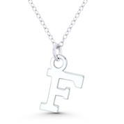 Initial Letter "F" 21x12mm (0.8in x 0.5in) Charm Pendant in .925 Sterling Silver - GN-IP005-F-SLP