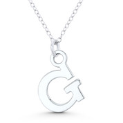 Initial Letter "G" 22x13mm (0.9in x 0.5in) Charm Pendant in .925 Sterling Silver - GN-IP005-G-SLP