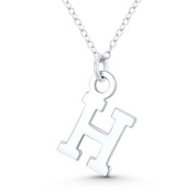 Initial Letter "H" 23x12mm (0.9in x 0.5in) Charm Pendant in .925 Sterling Silver - GN-IP005-H-SLP