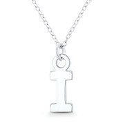 Initial Letter "I" 20x7mm (0.8in x 0.3in) Charm Pendant in .925 Sterling Silver - GN-IP005-I-SLP
