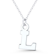 Initial Letter "L" 22x12mm (0.8in x 0.5in) Charm Pendant in .925 Sterling Silver - GN-IP005-L-SLP