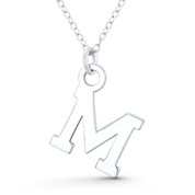 Initial Letter "M" 25x15mm (1in x 0.6in) Charm Pendant in .925 Sterling Silver - GN-IP005-M-SLP