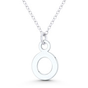 Initial Letter "O" 20x12mm (0.8in x 0.5in) Charm Pendant in .925 Sterling Silver - GN-IP005-O-SLP