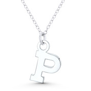 Initial Letter "P" 20x12mm (0.8in x 0.5in) Charm Pendant in .925 Sterling Silver - GN-IP005-P-SLP