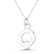 Initial Letter "Q" 21x12mm (0.8in x 0.5in) Charm Pendant in .925 Sterling Silver - GN-IP005-Q-SLP