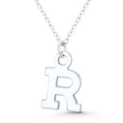 Initial Letter "R" 22x13mm (0.9in x 0.5in) Charm Pendant in .925 Sterling Silver - GN-IP005-R-SLP
