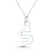  Initial Letter "S" 23x10mm (0.9in x 0.4in) Charm Pendant in .925 Sterling Silver - GN-IP005-S-SLP