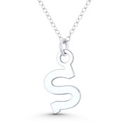 Initial Letter "S" 23x10mm (0.9in x 0.4in) Charm Pendant in .925 Sterling Silver - GN-IP005-S-SLP