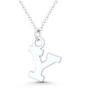 Initial Letter "Y" 22x14mm (0.9in x 0.6in) Charm Pendant in .925 Sterling Silver - GN-IP005-Y-SLP
