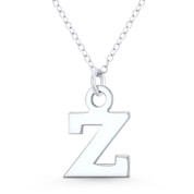 Initial Letter "Z" 20x13mm (0.8in x 0.5in) Charm Pendant in .925 Sterling Silver - GN-IP005-Z-SLP