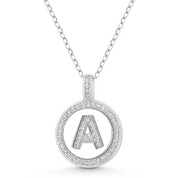 Initial Letter "A" Cubic Zirconia Crystal Pave Pendant in .925 Sterling Silver w/ Rhodium - GN-IP008-A-DiaCZ-SLW