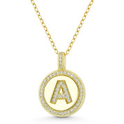 Initial Letter "A" Cubic Zirconia Crystal Pave Pendant in .925 Sterling Silver w/ 14k Yellow Gold - GN-IP008-A-DiaCZ-SLY