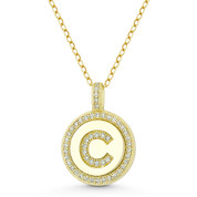 Initial Letter "C" Cubic Zirconia Crystal Pave Pendant in .925 Sterling Silver w/ 14k Yellow Gold - GN-IP008-C-DiaCZ-SLY