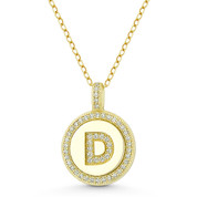 Initial Letter "D" Cubic Zirconia Crystal Pave Pendant in .925 Sterling Silver w/ 14k Yellow Gold - GN-IP008-D-DiaCZ-SLY